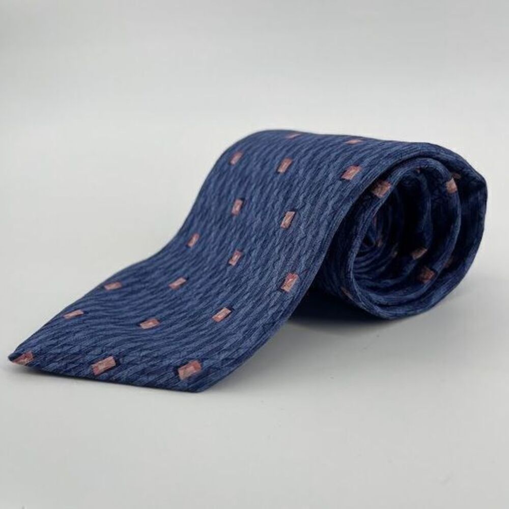 Polo Ralph Lauren Blue/Pink Geometric Handmade 100% Silk Men's Tie‎
